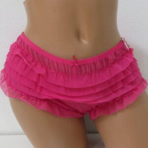 (#129) JOE BOXER Ruffle panty Mesh Hot Pink Lace Panties